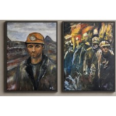 “Miners of Ukraine” – Original Donbas Miners Diptych, Oil on Canvas | Marina Stognieva